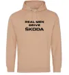 Чоловіча толстовка (худі) Real men drive Skoda Пісочний фото