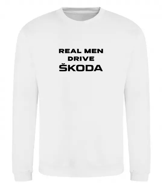 Світшот Real men drive Skoda Білий фото