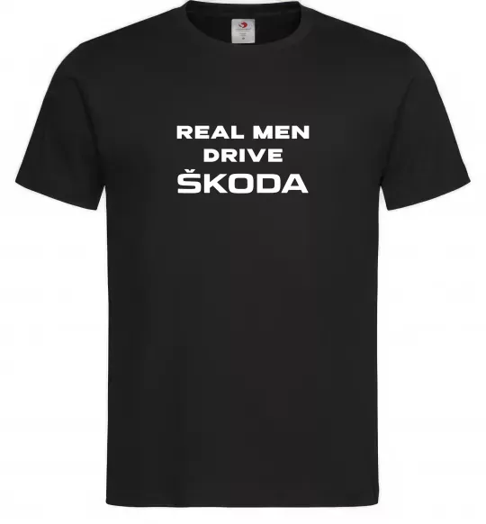 Чоловіча футболка Real men drive Skoda Чорний фото