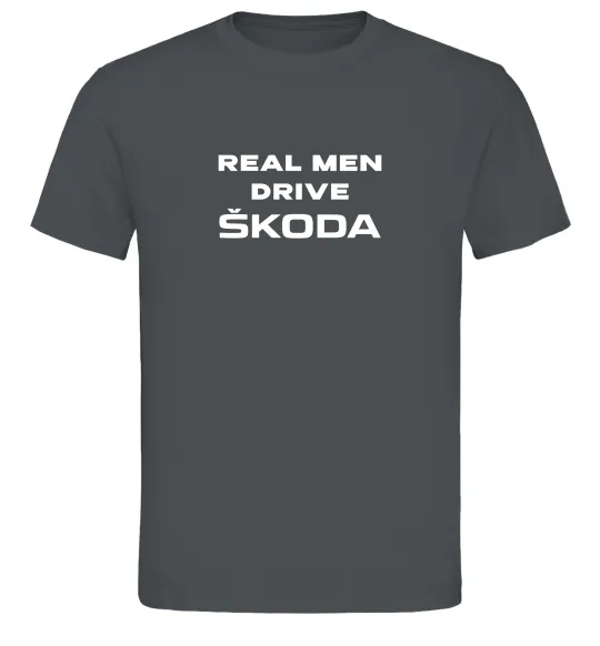 Чоловіча футболка Real men drive Skoda Графіт фото