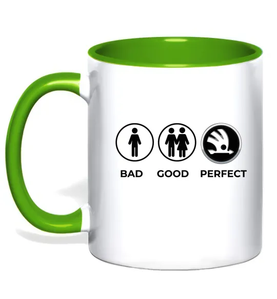 Чашка з кольоровою ручкою Good-Perfect Skoda Лаймовий фото