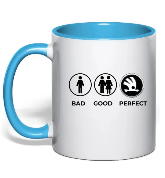 Чашка з кольоровою ручкою Good-Perfect Skoda Блакитний фото