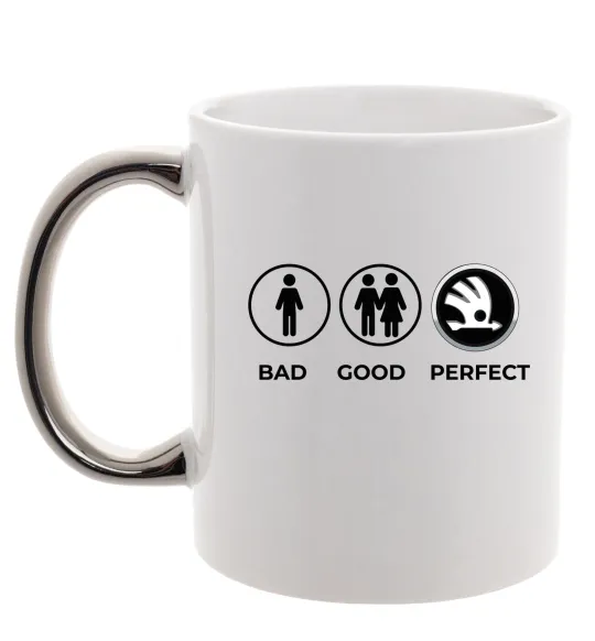 Чашка з кольоровою ручкою Good-Perfect Skoda Срібло фото