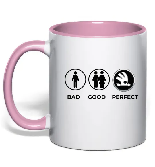 Чашка з кольоровою ручкою Good-Perfect Skoda Ніжно рожевий фото