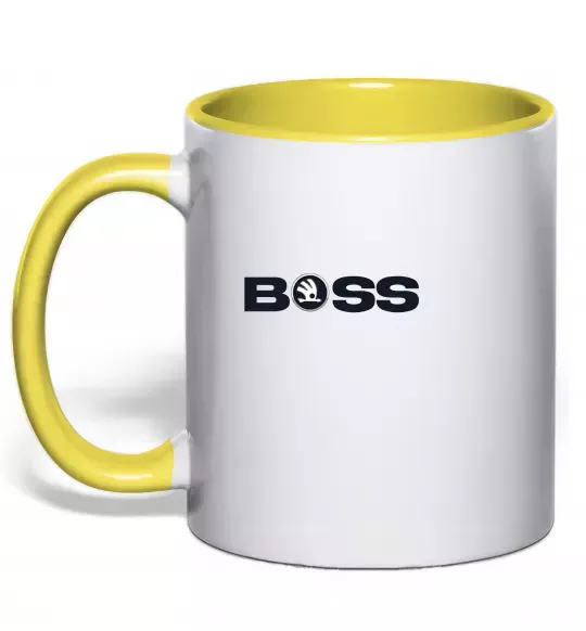Чашка з кольоровою ручкою Boss Skoda Сонячно жовтий фото