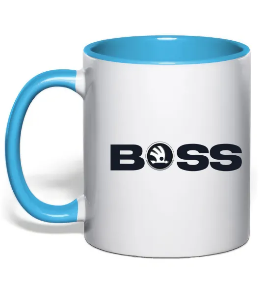 Чашка з кольоровою ручкою Boss Skoda Блакитний фото