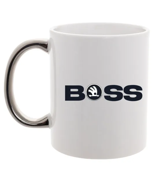 Чашка з кольоровою ручкою Boss Skoda Срібло фото