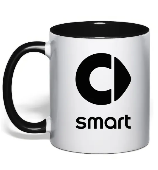 Чашка з кольоровою ручкою Smart logo та назва Чорний фото
