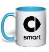 Чашка з кольоровою ручкою Smart logo та назва Блакитний фото