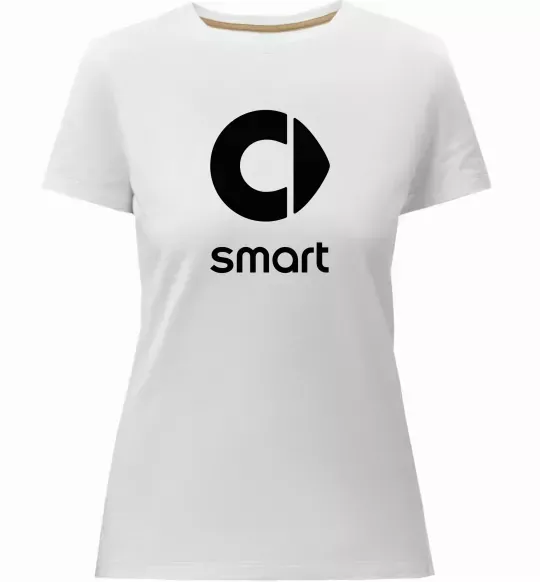 Жіноча преміум футболка Smart logo та назва Білий фото