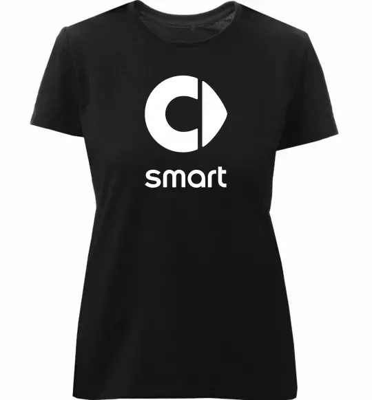 Жіноча преміум футболка Smart logo та назва Чорний фото
