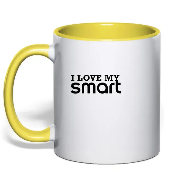 Чашка з кольоровою ручкою Love my Smart Лимонний фото