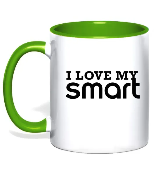 Чашка з кольоровою ручкою Love my Smart Лаймовий фото