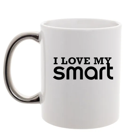 Чашка з кольоровою ручкою Love my Smart Срібло фото