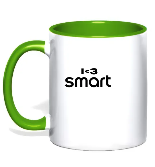 Чашка с цветной ручкой I <3 Smart Лаймовый фото