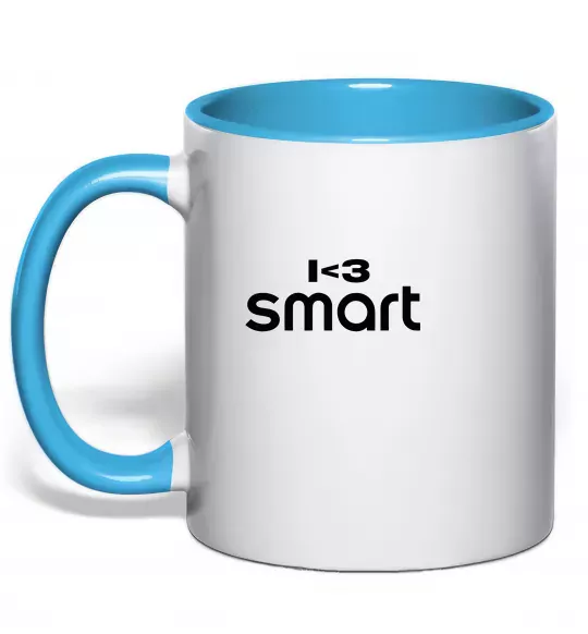 Чашка с цветной ручкой I <3 Smart Голубой фото
