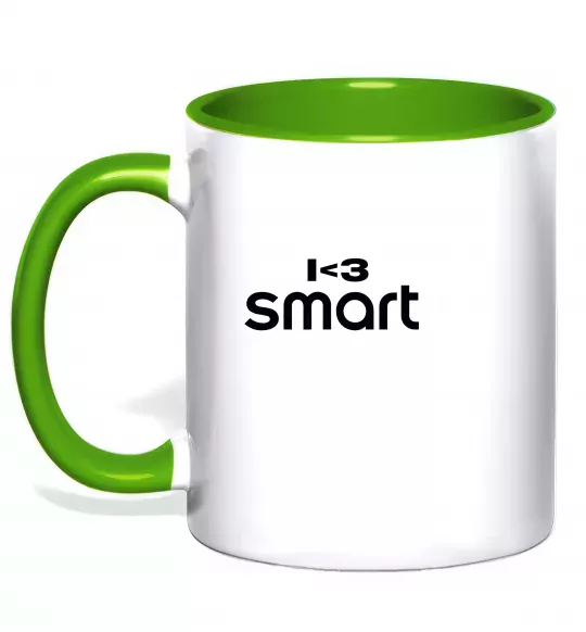 Чашка с цветной ручкой I <3 Smart Зеленый фото
