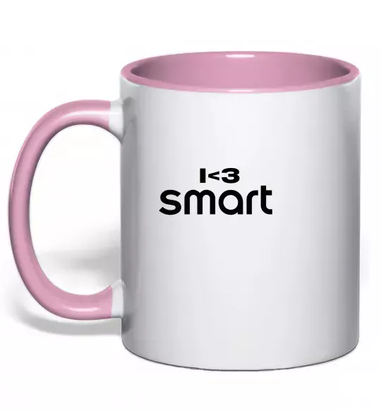 Чашка с цветной ручкой I <3 Smart Нежно розовый фото