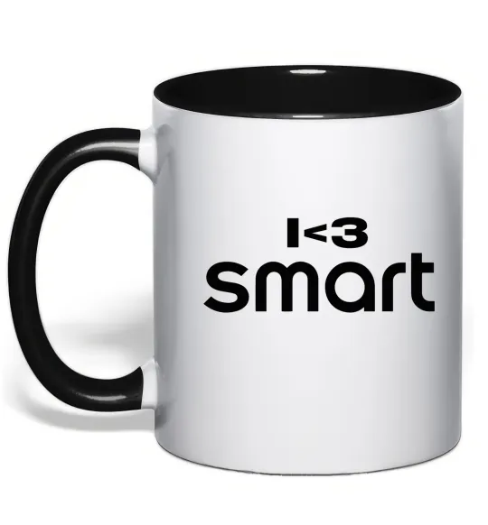 Чашка з кольоровою ручкою I <3 Smart Чорний фото