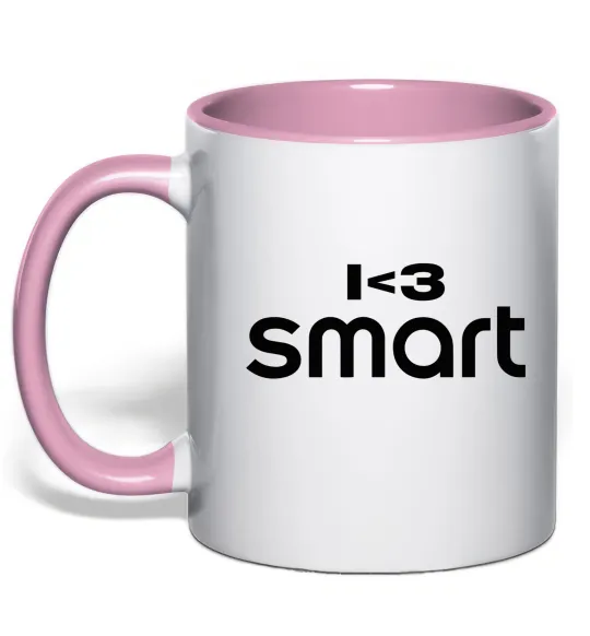 Чашка з кольоровою ручкою I <3 Smart Ніжно рожевий фото