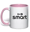 Чашка з кольоровою ручкою I <3 Smart Ніжно рожевий фото