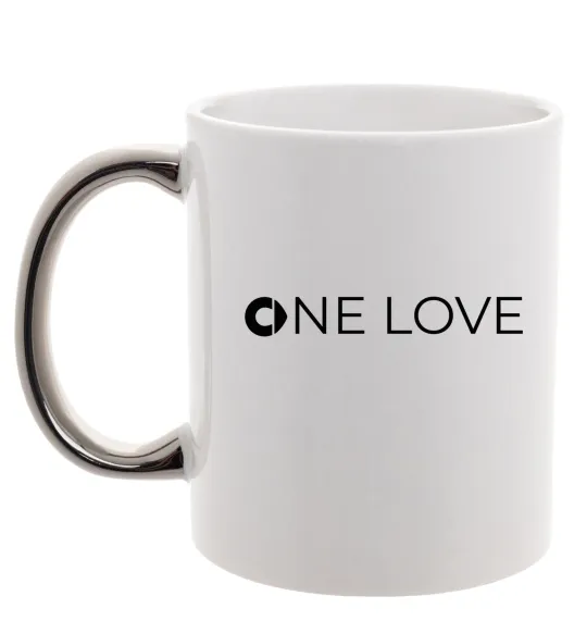 Чашка с цветной ручкой Smart one love Серебро фото