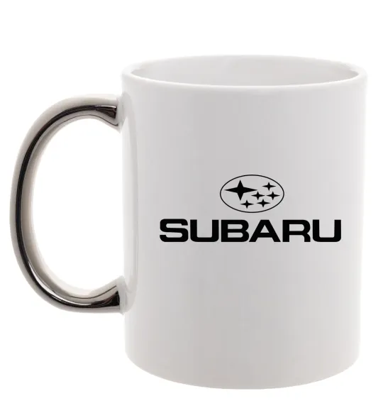Чашка з кольоровою ручкою Subaru Срібло фото