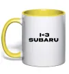 Чашка с цветной ручкой I <3 Subaru Солнечно желтый фото