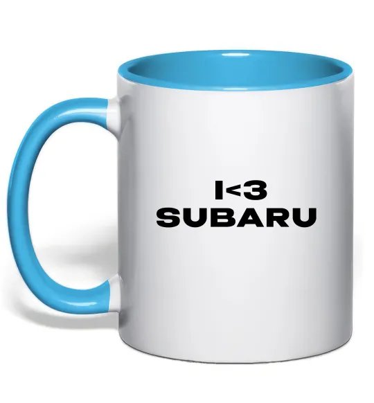 Чашка с цветной ручкой I <3 Subaru Голубой фото