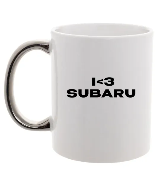 Чашка с цветной ручкой I <3 Subaru Серебро фото