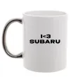 Чашка с цветной ручкой I <3 Subaru Серебро фото