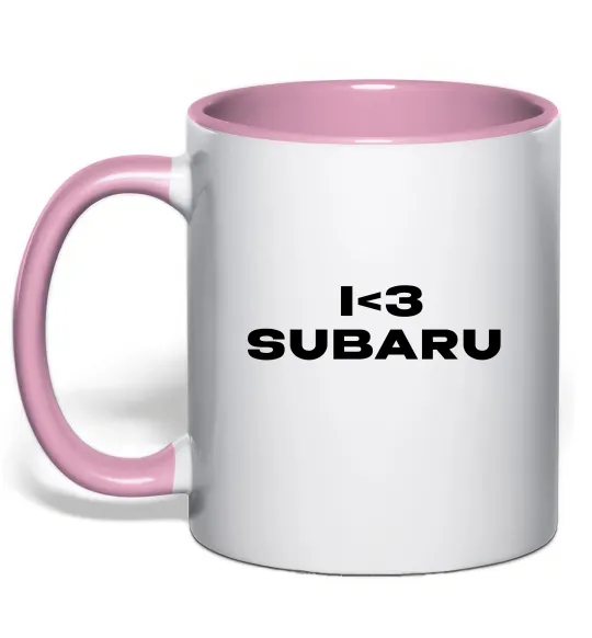 Чашка с цветной ручкой I <3 Subaru Нежно розовый фото
