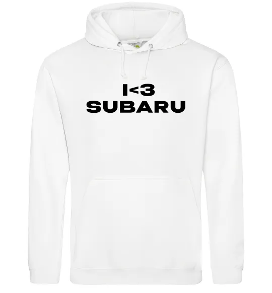 Мужская толстовка (худи) I <3 Subaru Белый фото
