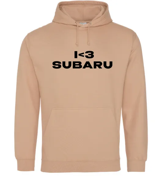 Мужская толстовка (худи) I <3 Subaru Песочный фото