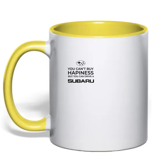 Чашка с цветной ручкой You can drive Subaru Солнечно желтый фото