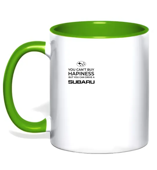 Чашка з кольоровою ручкою You can drive Subaru Лаймовий фото