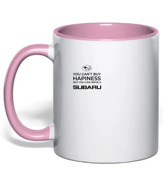 Чашка с цветной ручкой You can drive Subaru Нежно розовый фото