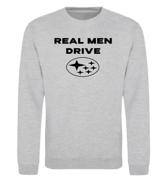 Свитшот Real men drive Subaru Серый меланж фото