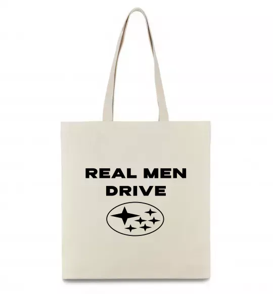 Эко-сумка Real men drive Subaru Бежевый фото