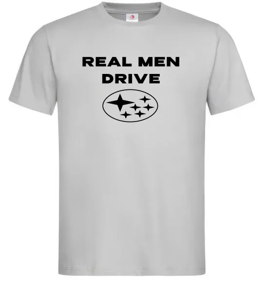 Чоловіча футболка Real men drive Subaru Сірий фото