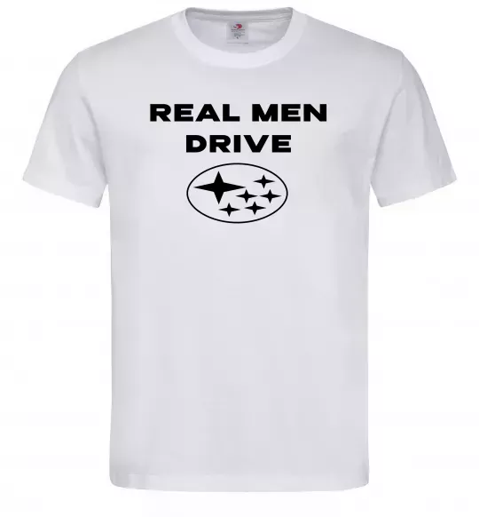 Чоловіча футболка Real men drive Subaru Білий фото