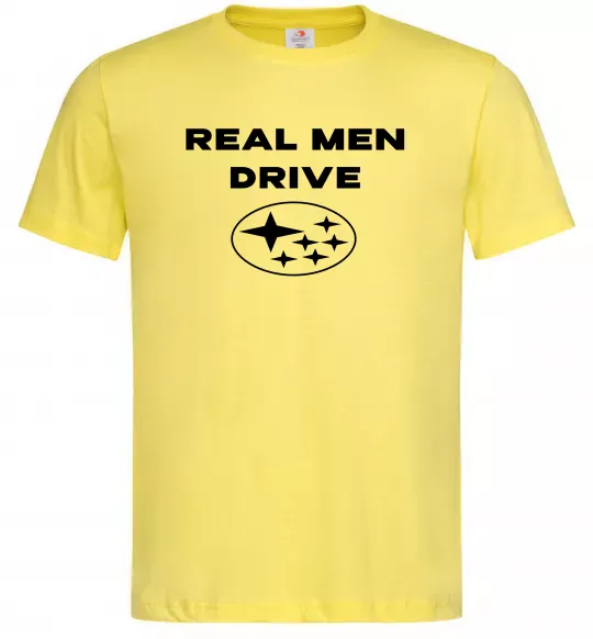 Чоловіча футболка Real men drive Subaru Лимонний фото