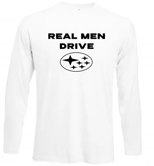 Лонгслив Real men drive Subaru Белый фото