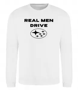 Світшот Real men drive Subaru Білий фото