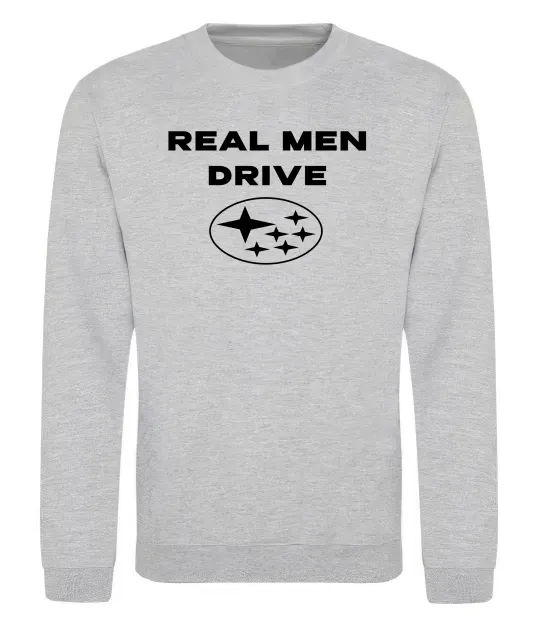Свитшот Real men drive Subaru Серый меланж фото