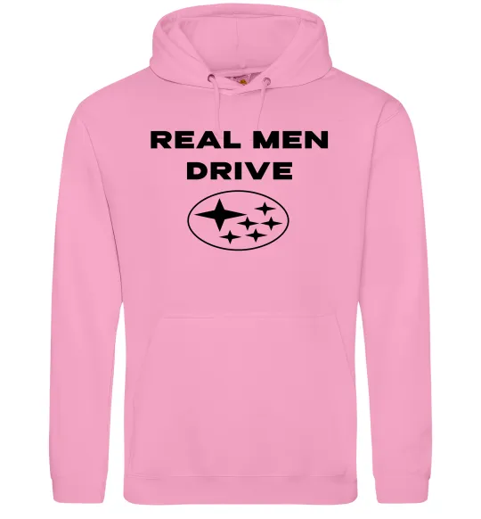 Чоловіча толстовка (худі) Real men drive Subaru Рожевий фото