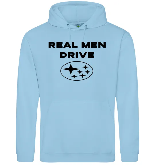 Чоловіча толстовка (худі) Real men drive Subaru Блакитний фото