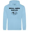 Чоловіча толстовка (худі) Real men drive Subaru Блакитний фото