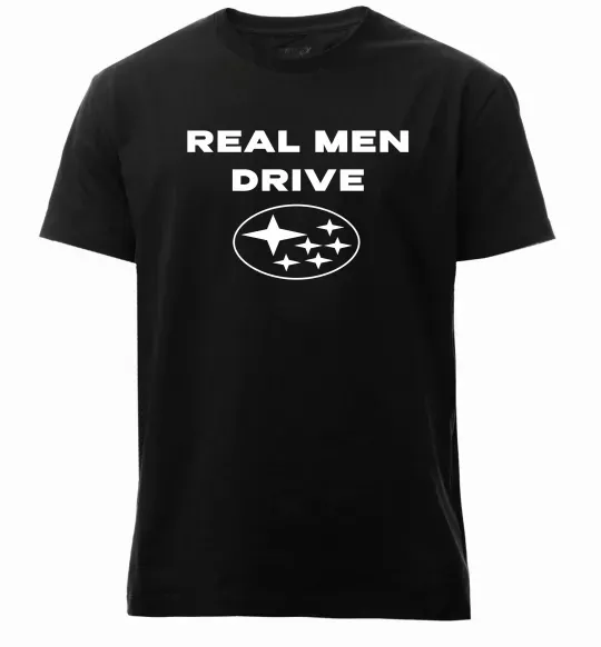 Мужская премиум футболка Real men drive Subaru Черный фото