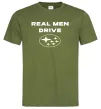 Чоловіча футболка Real men drive Subaru Оливковий фото